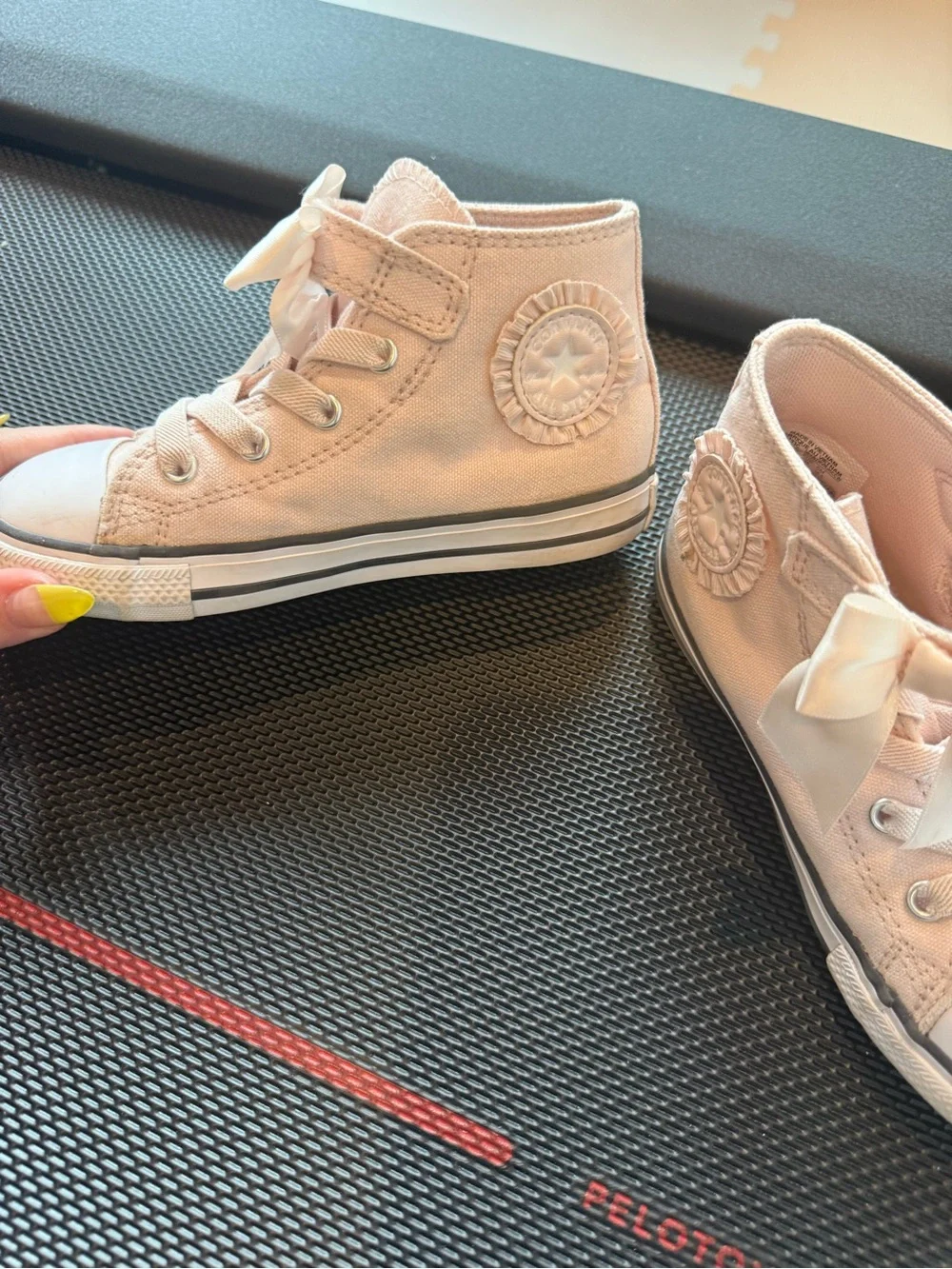 Converse Girls Light Pink High-Top Canvas Sneakers with Satin Bows